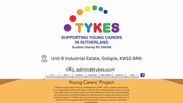 Screenshot of the Tykes website