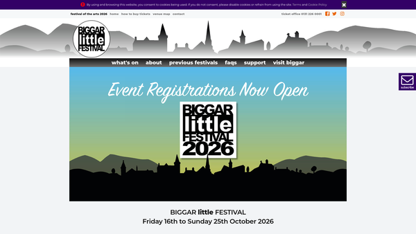 Screenshot of the Biggar Little Festival website