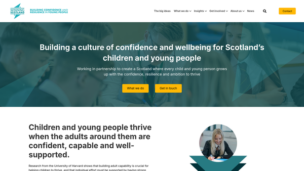 Screenshot of the Winning Scotland website