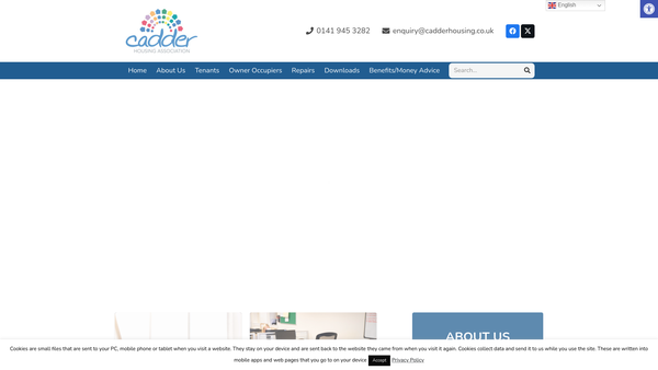 Screenshot of the Cadder Housing Association Ltd website