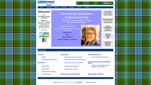 Screenshot of the The Mothers' Union, Province Of Scotland website