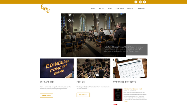 Screenshot of the Edinburgh Concert Band website