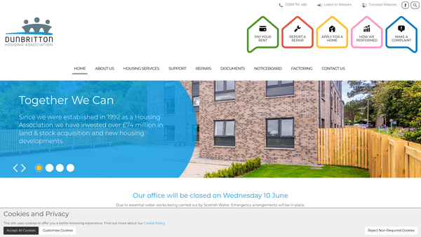 Screenshot of the Dunbritton Housing Association Limited website