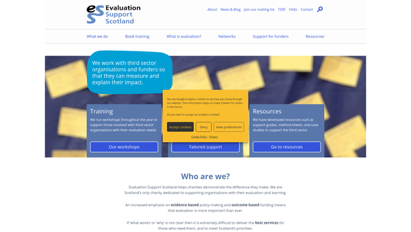 Screenshot of the Evaluation Support Scotland website