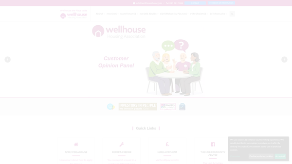 Screenshot of the Wellhouse Housing Association Limited website