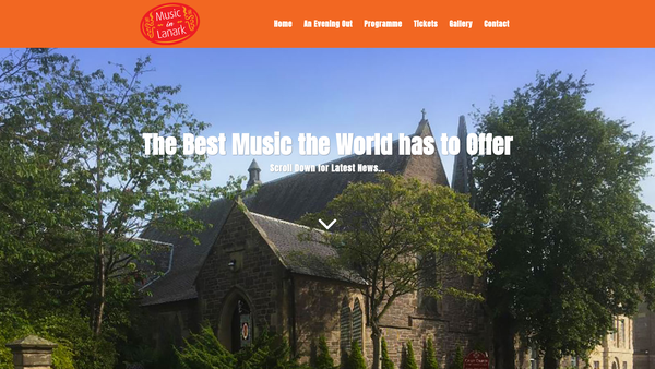 Screenshot of the Music In Lanark website