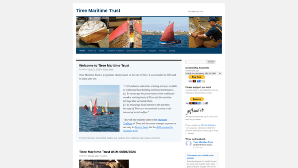 Screenshot of the Tiree Maritime Trust Limited website