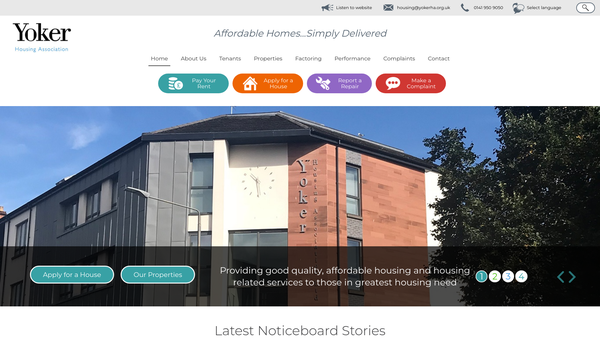 Screenshot of the Yoker Housing Association Ltd website