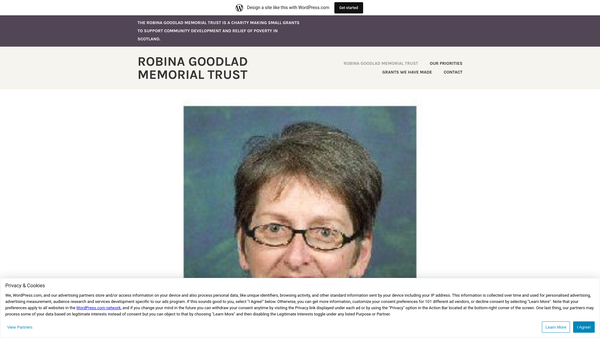 Screenshot of the Robina Goodlad Memorial Trust website