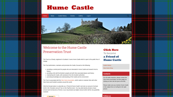 Screenshot of the Hume Castle Preservation Trust website