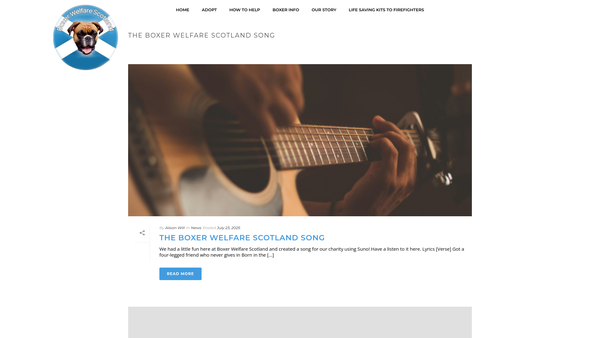 Screenshot of the Boxer Welfare Scotland Trust website