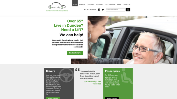 Screenshot of the Dundee Community Transport SCIO website