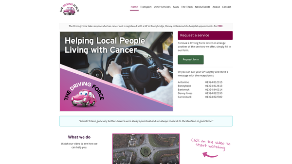 Screenshot of the The Driving Force website