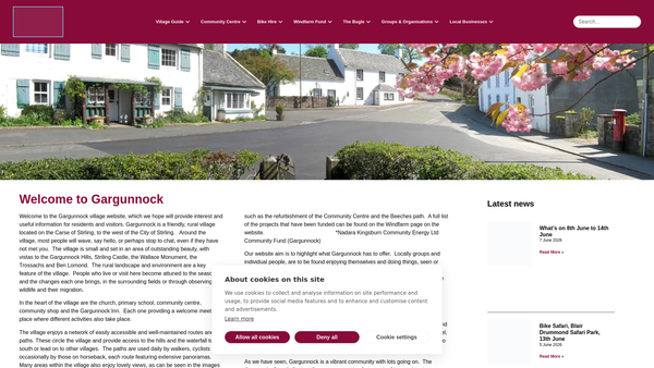 Screenshot of the Gargunnock Community Trust website