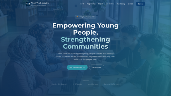 Screenshot of the Yusuf Youth Initiative website