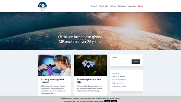 Screenshot of the ME Research UK website