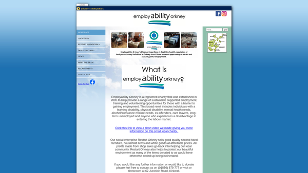 Screenshot of the Employability Orkney website