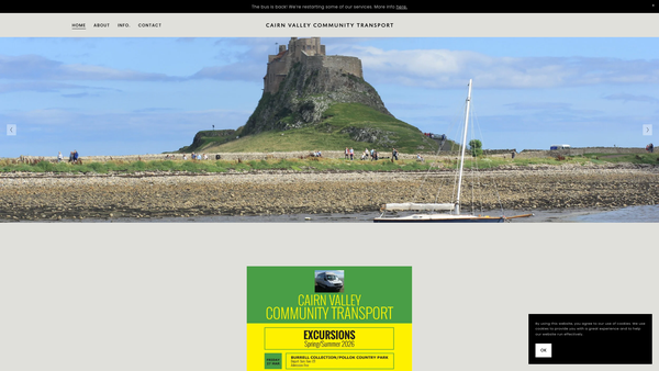 Screenshot of the Cairn Valley Community Transport website