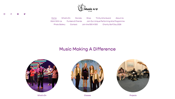 Screenshot of the Music 4 U website