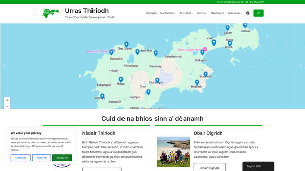 Screenshot of the Tiree Community Development Trust website