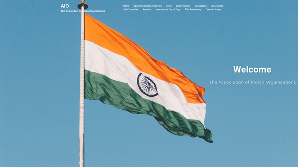 Screenshot of the Association of Indian Organisations website