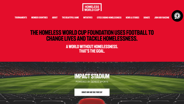 Screenshot of the Homeless World Cup Foundation website