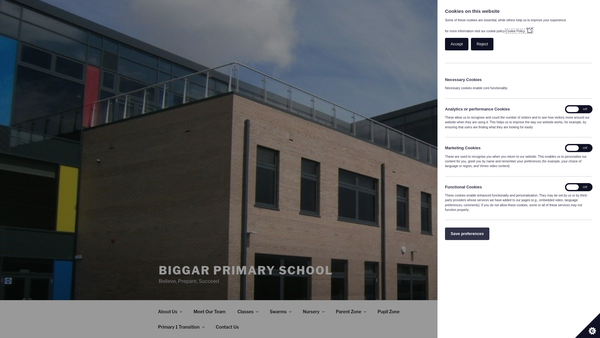 Screenshot of the Biggar Primary School PTA website