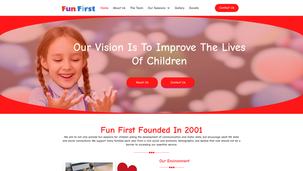 Screenshot of the Fun First website