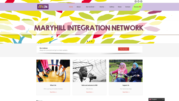 Screenshot of the Maryhill Integration Network SCIO website