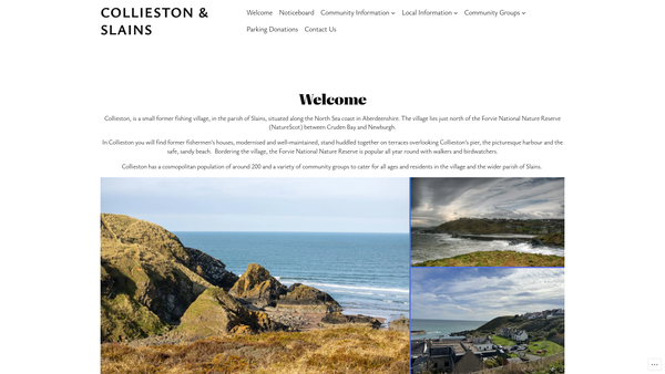 Screenshot of the Collieston Community Development Group website