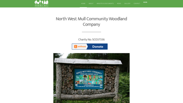 Screenshot of the North West Mull Community Woodland Company Ltd website