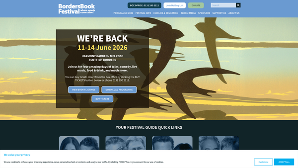 Screenshot of the Borders Book Festival website