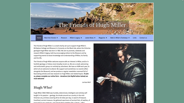 Screenshot of the The Friends of Hugh Miller website