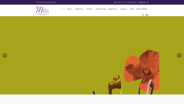 Screenshot of the Music At Paxton website