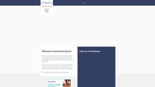 Screenshot of the Dynamica Drum Corps Ltd website