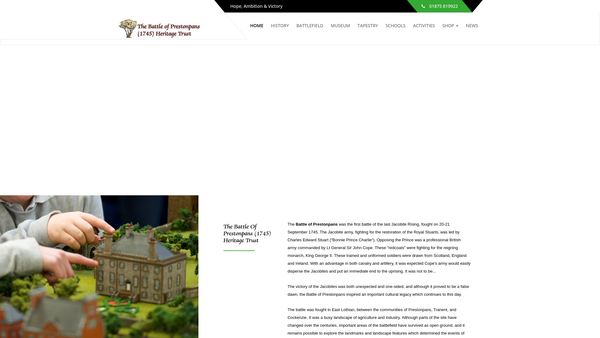 Screenshot of the Battle of Prestonpans (1745) Heritage Trust website