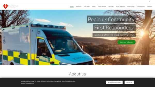 Screenshot of the Penicuik Community First Responders website