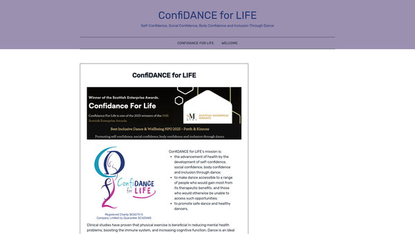 Screenshot of the Confidance For Life website