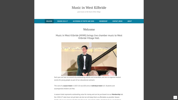 Screenshot of the Music in West Kilbride website