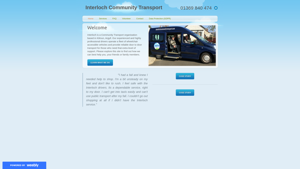 Screenshot of the Interloch Transport website