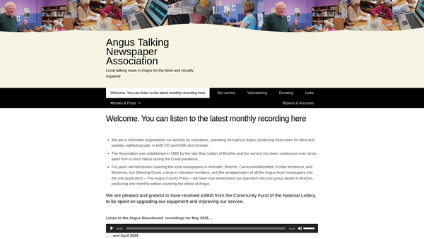 Screenshot of the Angus Talking Newspaper Association website