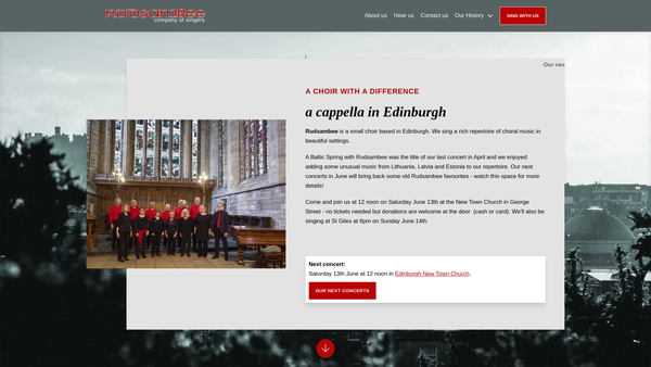 Screenshot of the Rudsambee Company of Singers website