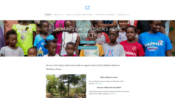 Screenshot of the Calvary Zion Children's Home Support Trust website