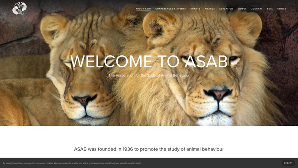 Screenshot of the Association for the Study of Animal Behaviour Limited website