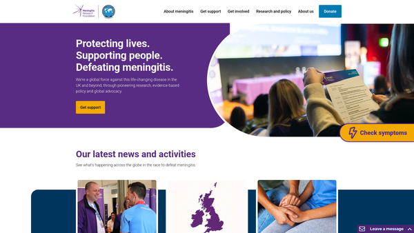 Screenshot of the Meningitis Research Foundation website