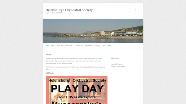 Screenshot of the Helensburgh Orchestral Society website