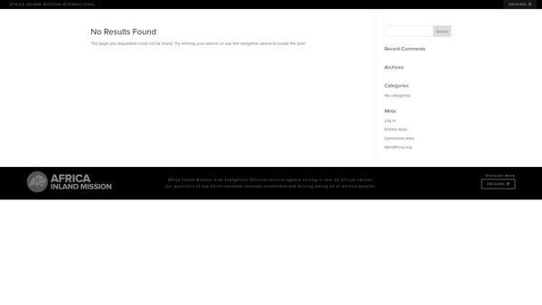 Screenshot of the Africa Inland Mission International website