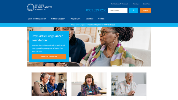 Screenshot of the Roy Castle Lung Cancer Foundation Ltd website
