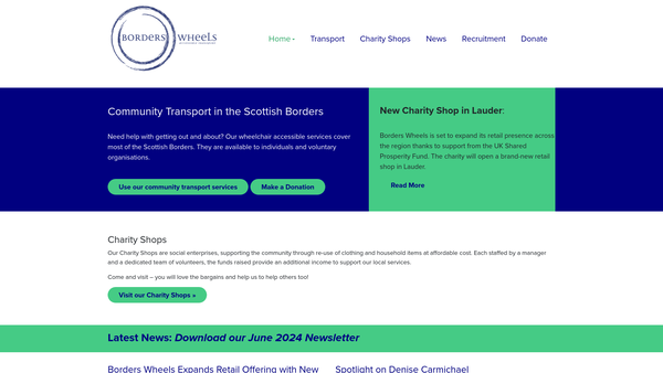 Screenshot of the Borders Wheels website