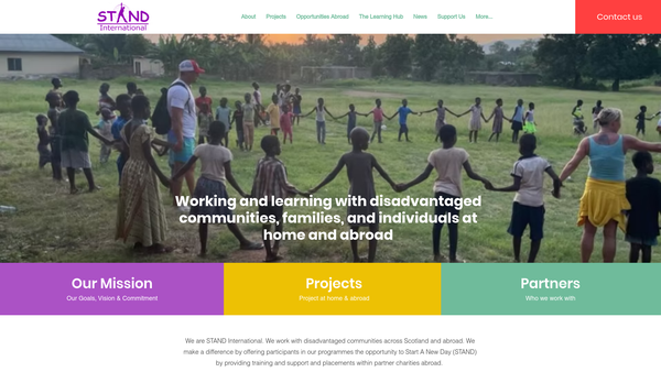 Screenshot of the Stand International website